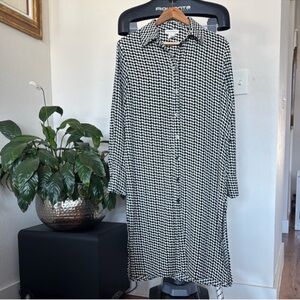 Cupcakes and Cashmere Houndstooth Midi/Maxi Shirt Dress Size M Button Front